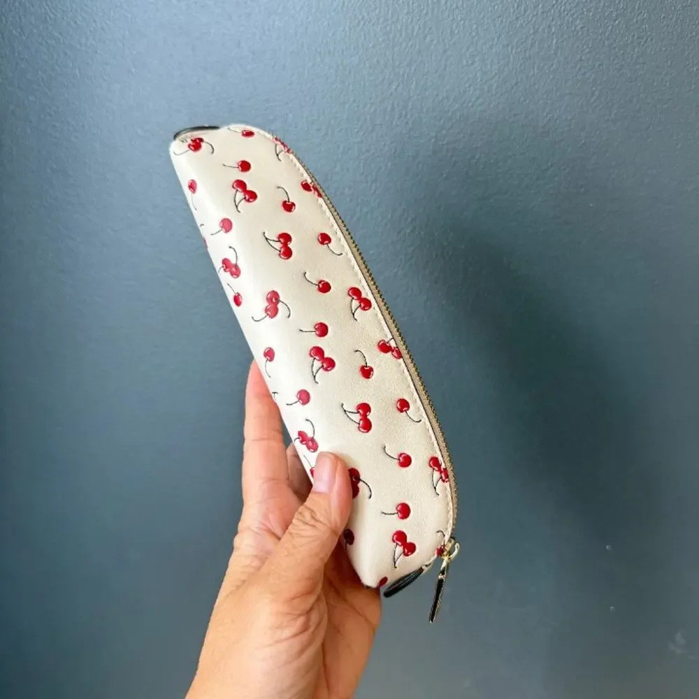 Coach Cherry Print Pencil Case CFA45 Gold/Chalk Multi